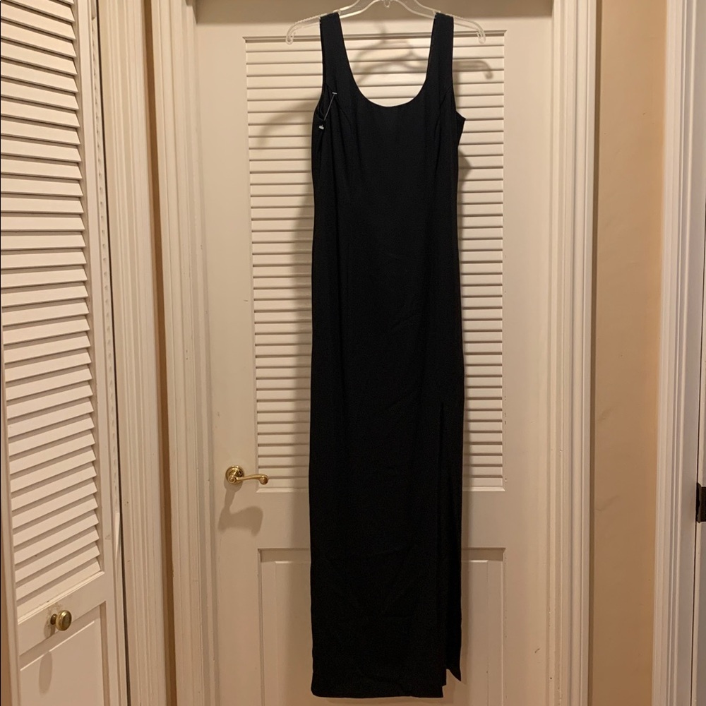 Semi Formal Black Crepe Evening Dress by Niteline